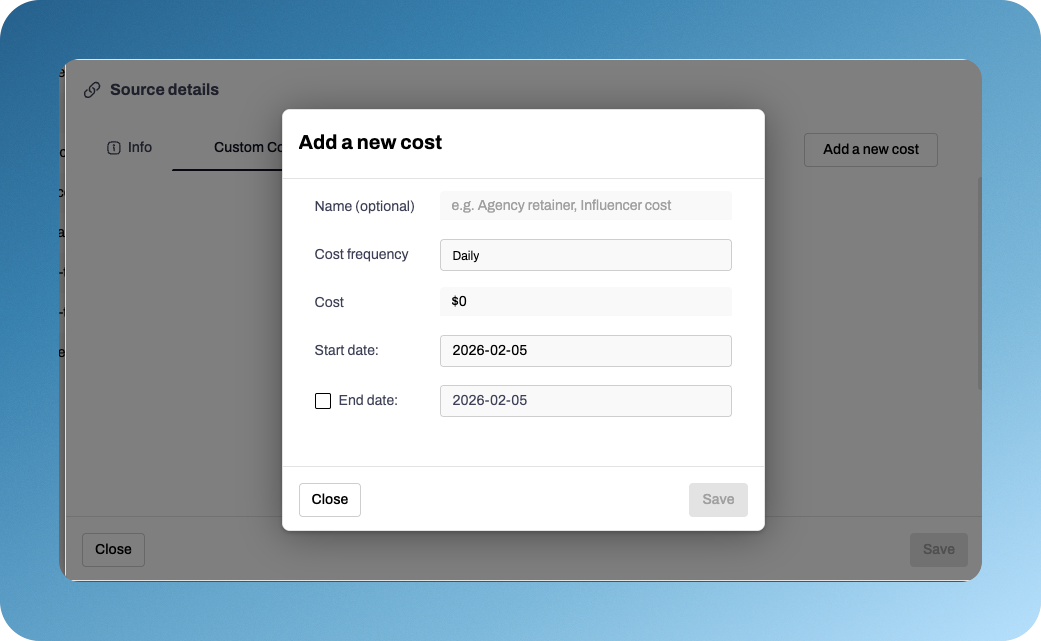 Custom cost name feature