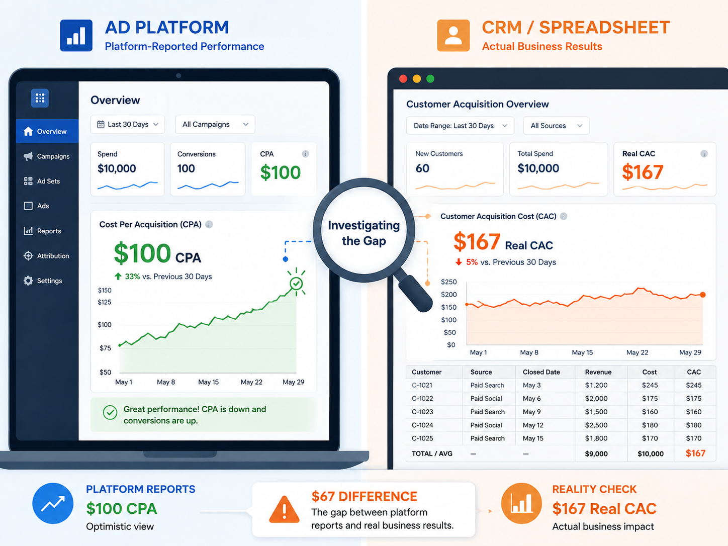 Analysing performance gaps: platform vs reality