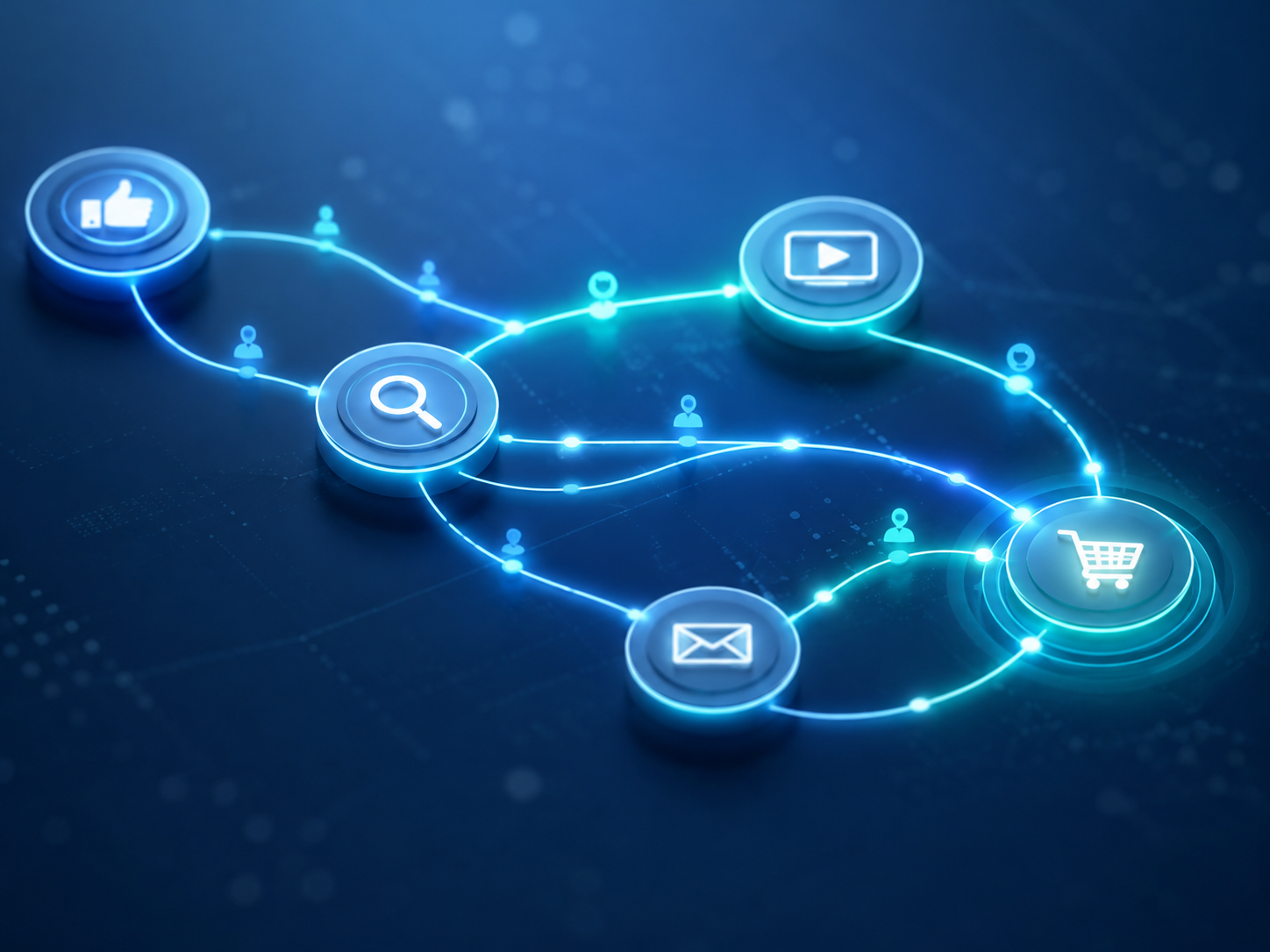 Digital marketing flow network illustration