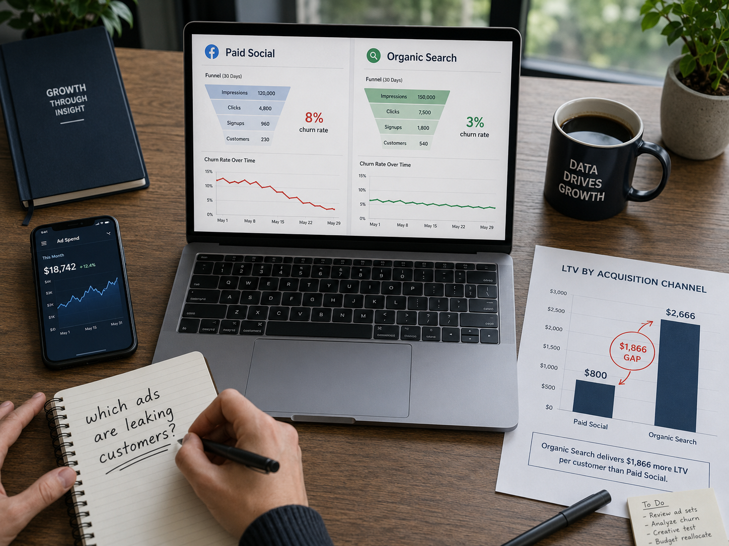 a marketing analyst's desk