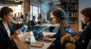 professional using multiple devices throughout the day