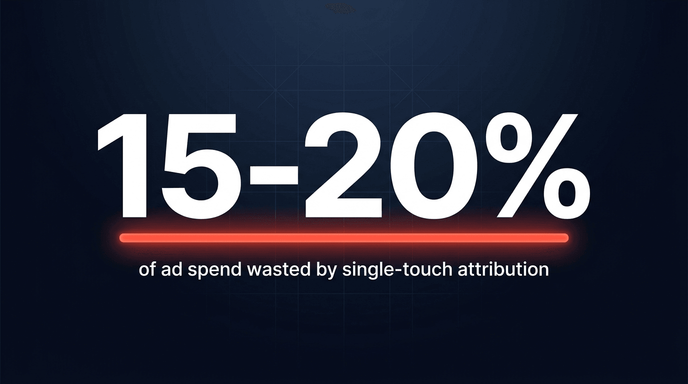 15 to 20 percent of ad spend wasted by single-touch attribution