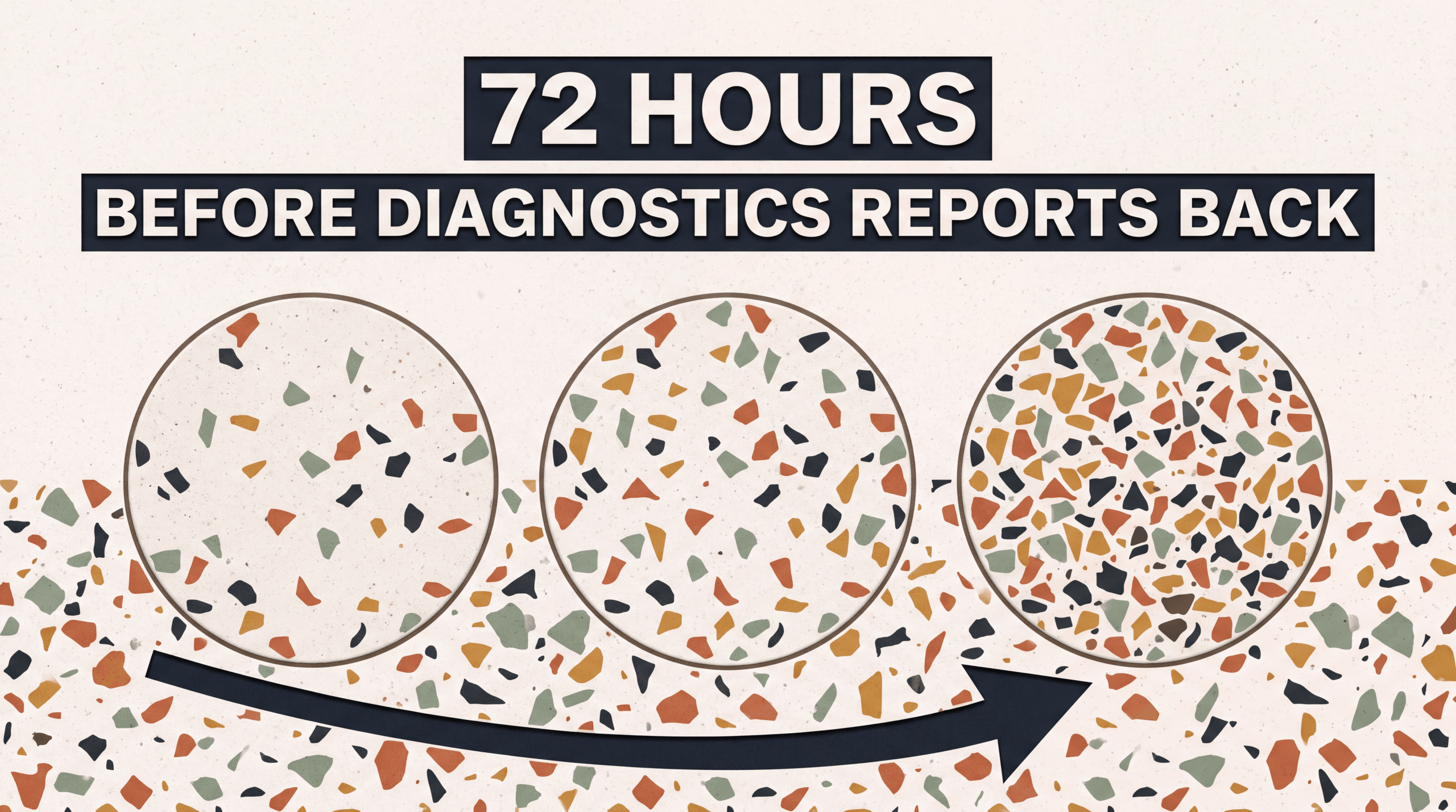 Three discs filling in progressively, headlined 72 hours before Diagnostics reports back