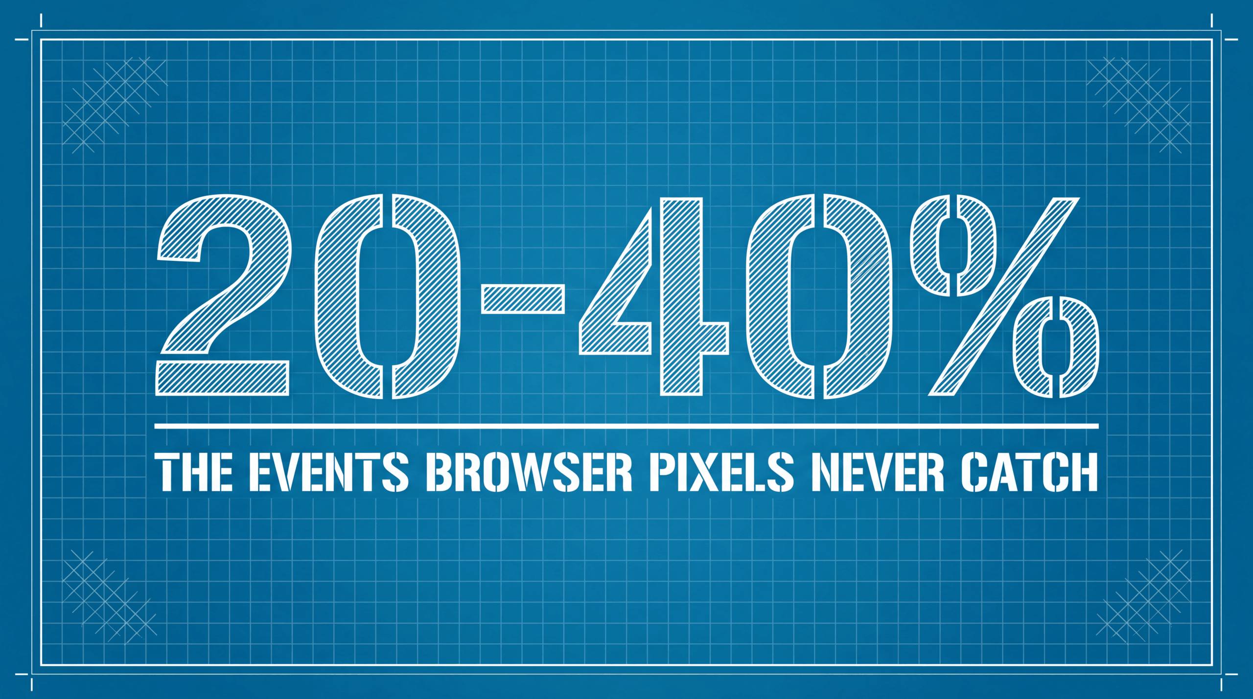 A large 20-40% figure above the line the events browser pixels never catch