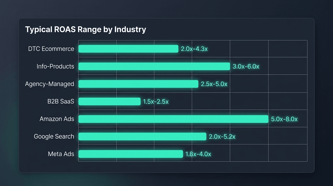 Typical ROAS range by industry