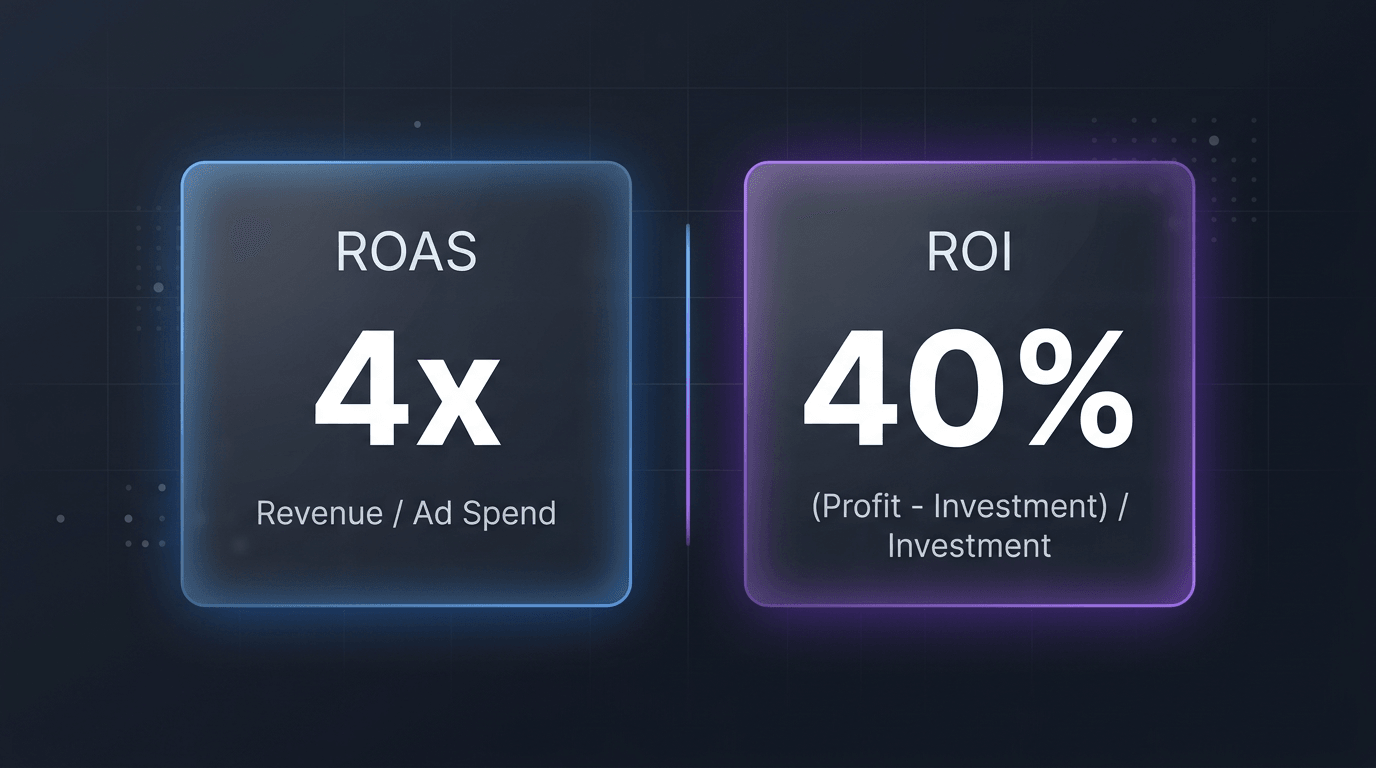 ROAS vs ROI comparison